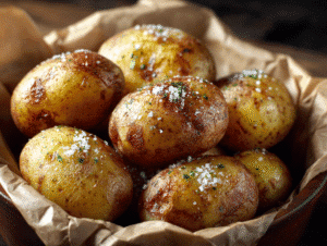 Rub each potato with oil and sprinkle with kosher salt (and pepper if using).