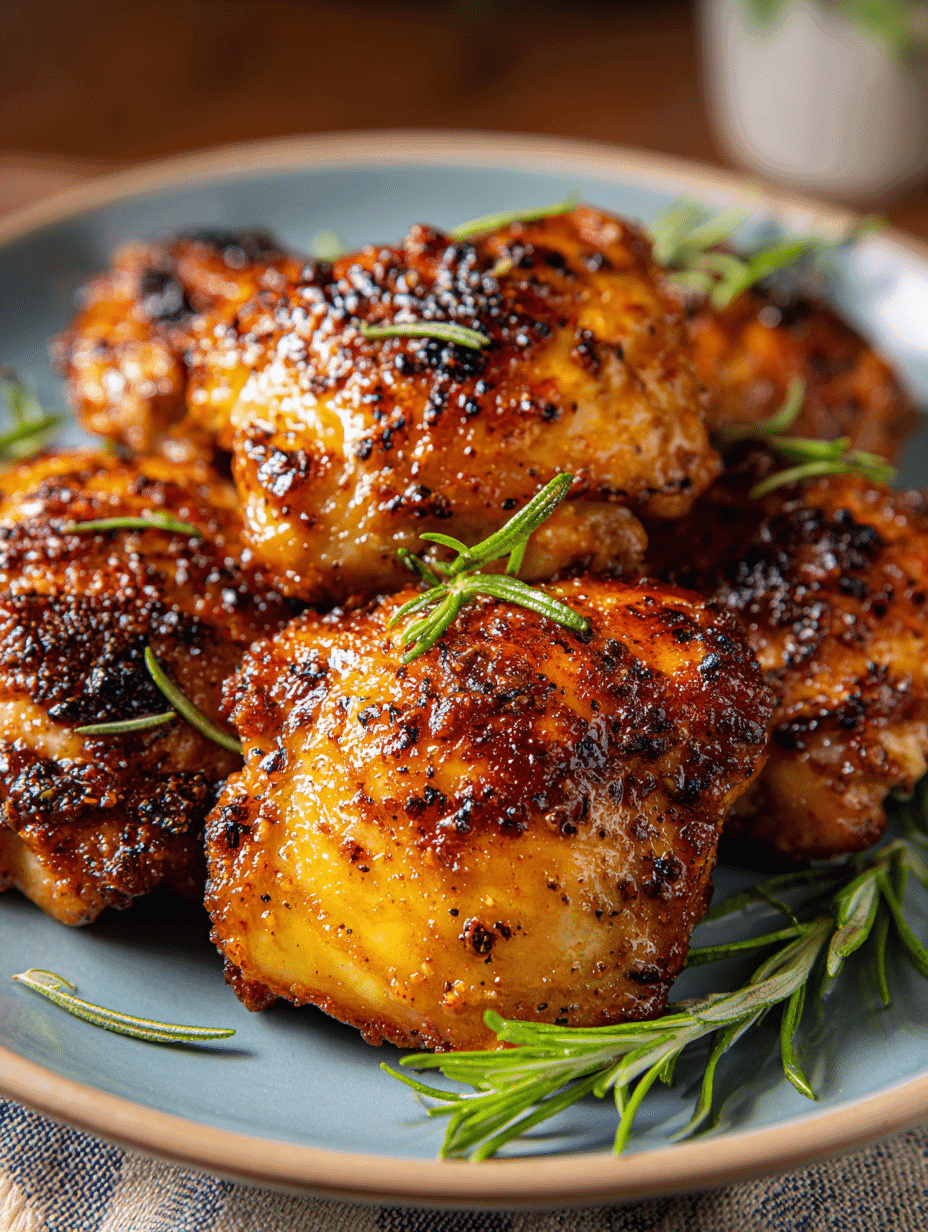 Air Fryer Boneless Skinless Chicken Thighs Recipe in crispy golden finish