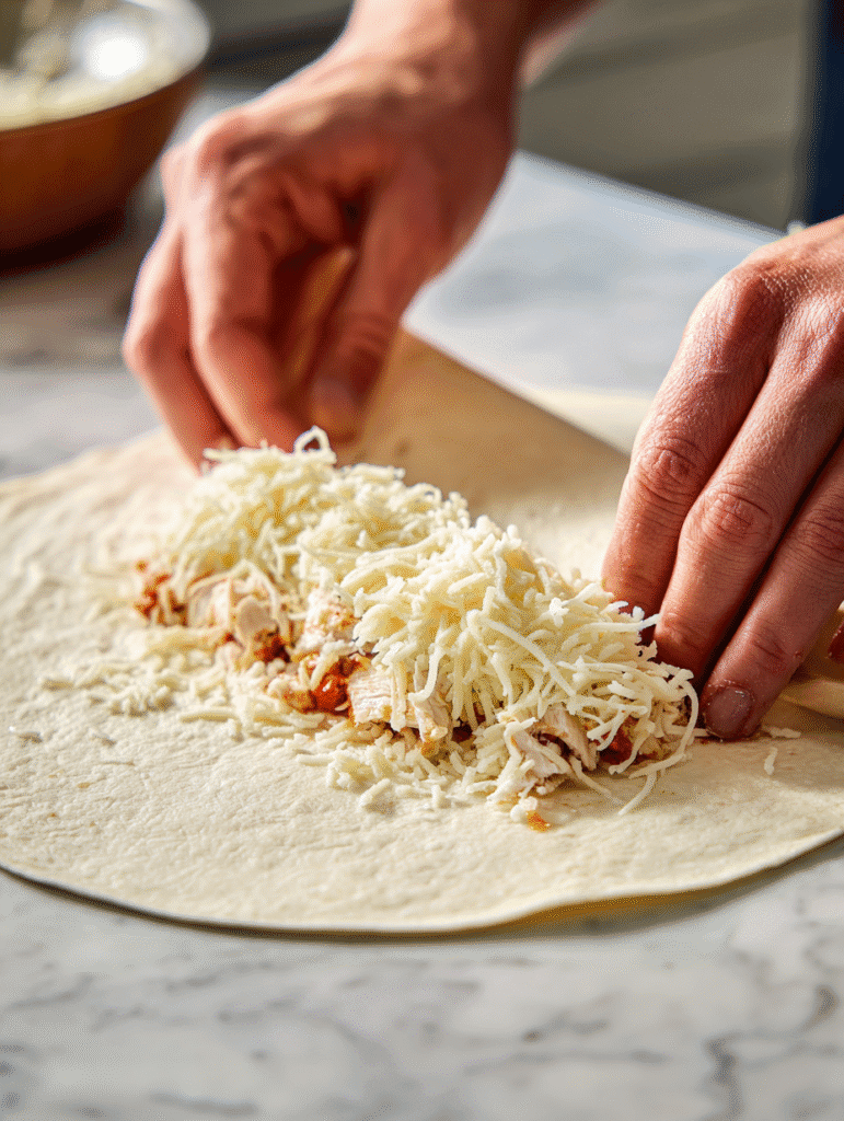 Chicken Mozzarella Wrap assembly for Chicken Wraps Air Fryer