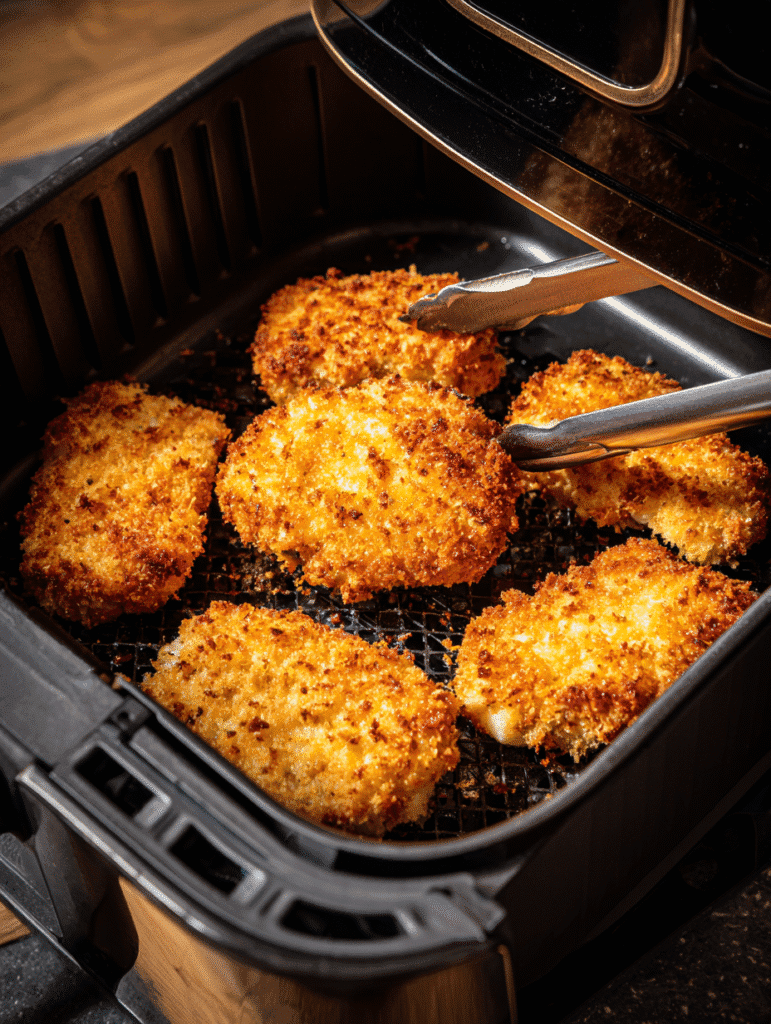 Chicken Wraps Air Fryer flipping for crunchy finish
