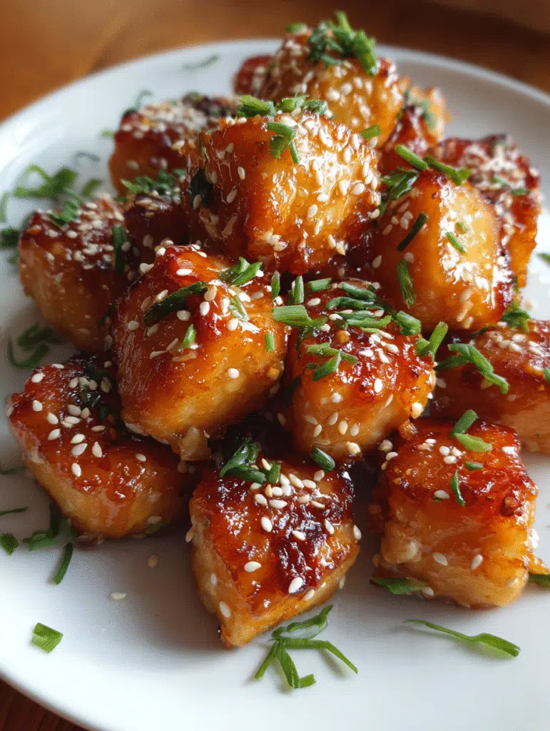 crispy air fryer honey garlic salmon bites (20-minutes) on plate