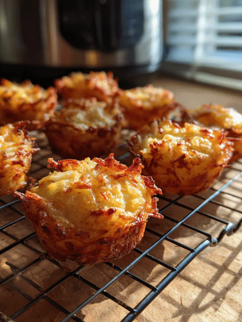 Hash Brown Egg Bites cooked in air fryer oven