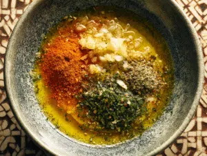 In a bowl, mix the melted butter, minced garlic, parsley, smoked paprika, salt, and pepper.