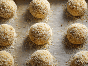 Roll each ball in beaten egg, then coat evenly with breadcrumbs or panko.