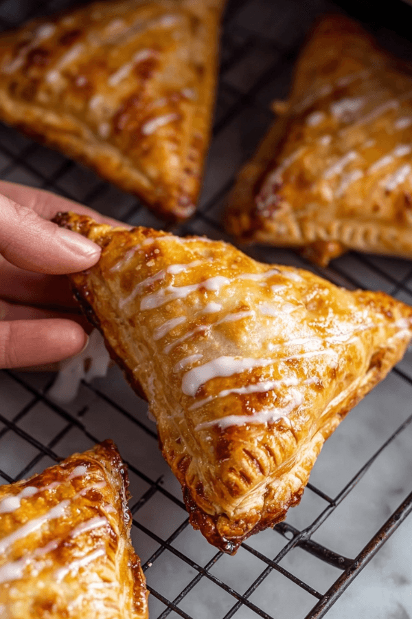 air fryer apple turnovers with puff pastry close-up