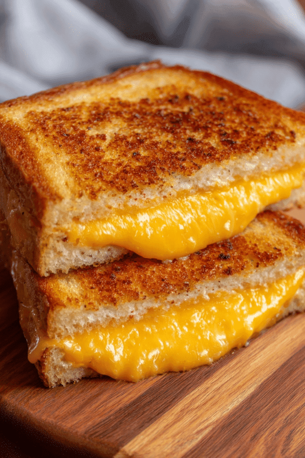 Air Fryer Grilled Cheese Recipe - Quick & Easy Lunch Idea on wooden board