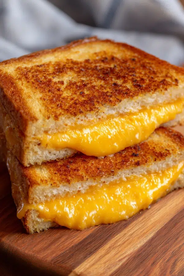 Air Fryer Grilled Cheese Recipe - Quick & Easy Lunch Idea on wooden board