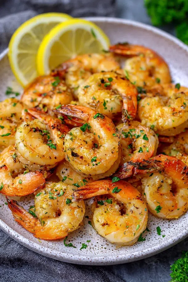 Juicy air fryer shrimp golden and crispy on plate”