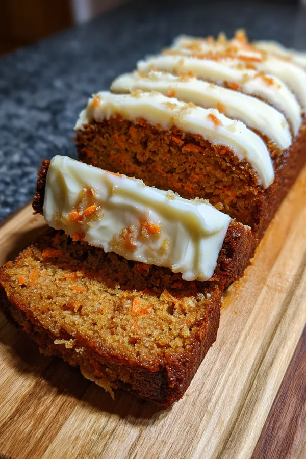 Carrot Cake Loaf in Air Fryer freshly sliced with moist texture