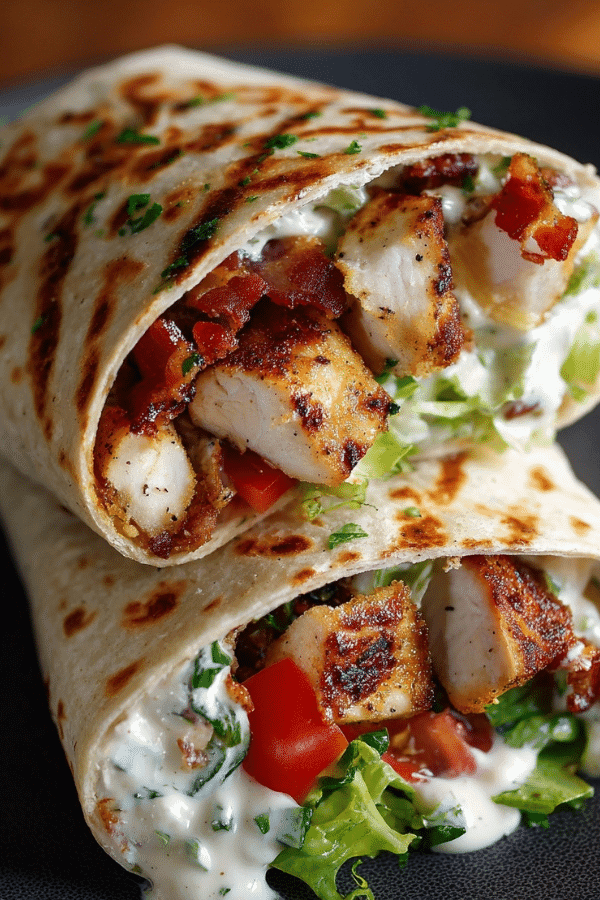 Chicken Bacon Ranch Wrap in Air Fryer crispy wrap