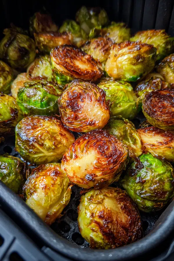 Crispy Honey Balsamic Brussels Sprouts in air fryer recipe