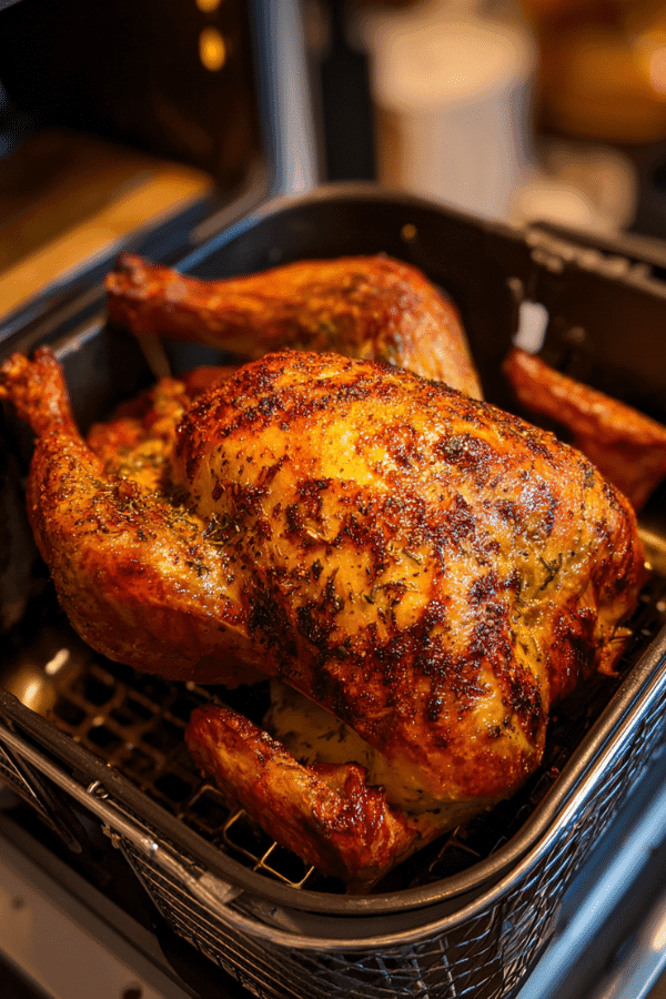 Easiest 3-Ingredient Thanksgiving Turkey in Air Fryer crispy skin