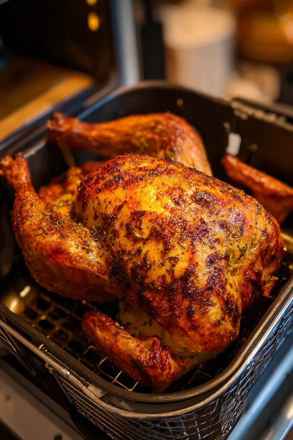 Easiest 3-Ingredient Thanksgiving Turkey in Air Fryer crispy skin