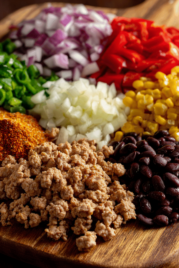 Healthy Ground Turkey Taco Skillet fresh ingredients