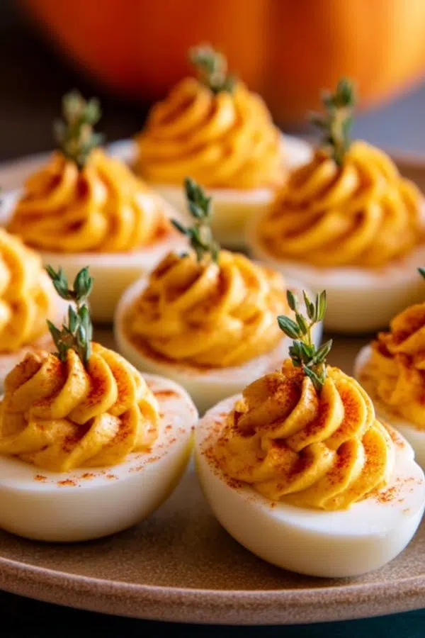 Pumpkin Patch Deviled Eggs in Air Fryer