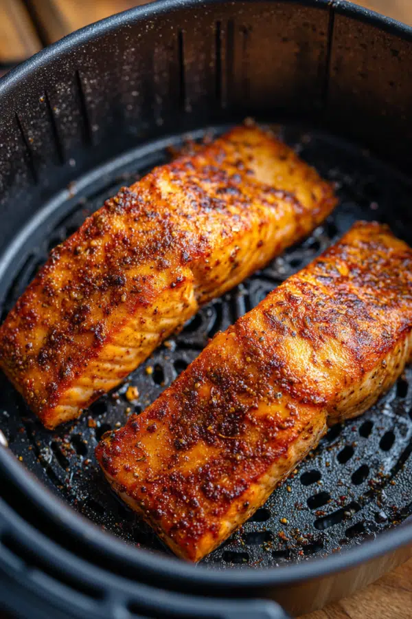 Smoked Chili Salmon in Air Fryer with chili crisp glaze