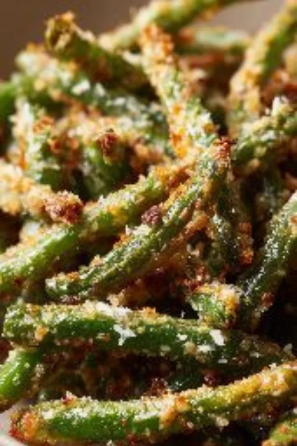 Air Fryer Parmesan Green Beans crispy close-up