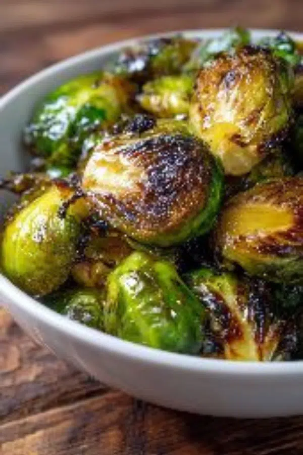 Crispy Brussel Sprouts In Air Fryer With Olive Oil healthy recipe close-up