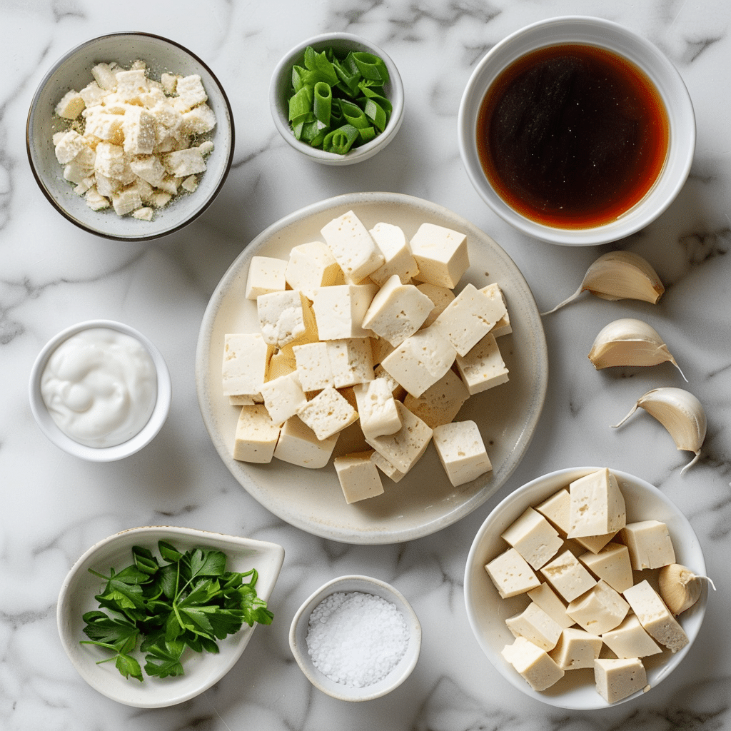 Ingredients to make Honey Garlic Air Fryer Tofu