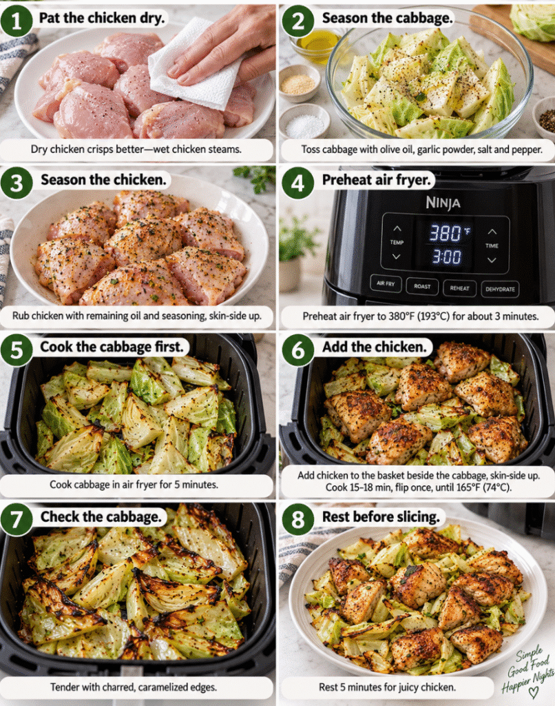 Step-by-Step Instructions Air Fryer Chicken with Cabbage